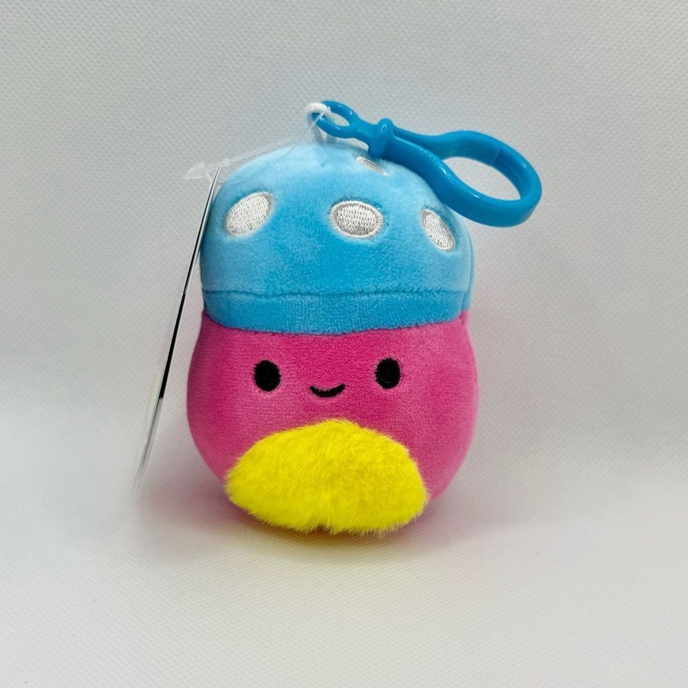 Squishmallows‎ Randall the Pink and Blue Blacklight Mushroom Plushie Clip NWT